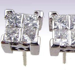 Diamond Invisible Stud Earrings .87TDW 18KT White